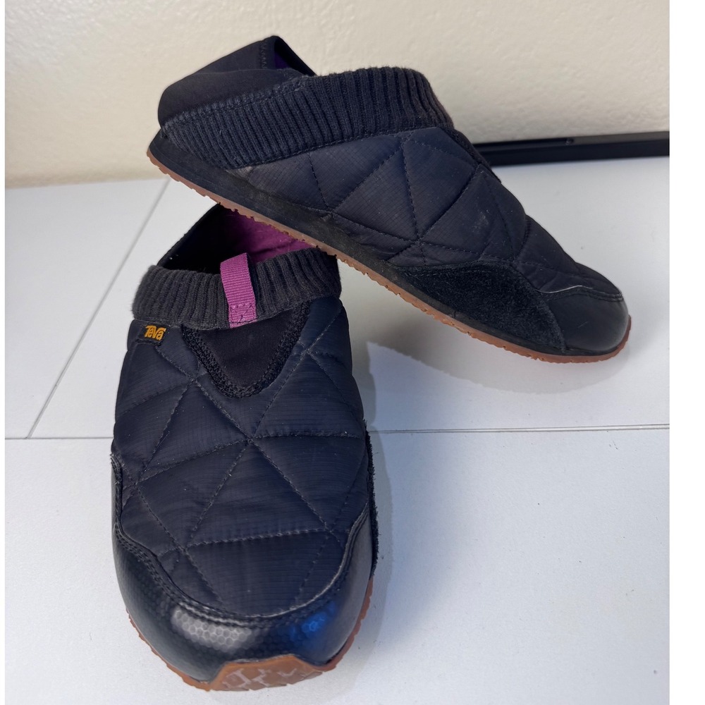 Teva Ember Moc Black Quilted Slipper Sneakers Womens 8 Low Top Gorpcore